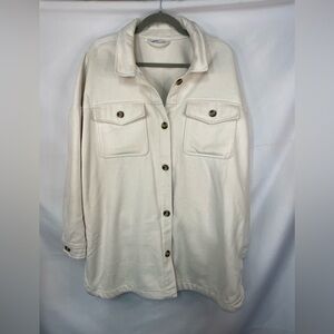 Sonoma off white shacket, long, heavy and very soft. Great basic for any closet